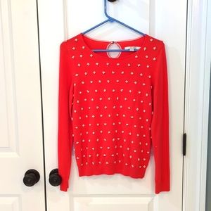 Boden medium (UK 8/US 4) coral and white polkadot sweater with keyhole back